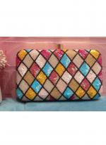 Poly Satin Multi Color Party Wear Hand Work Clutches